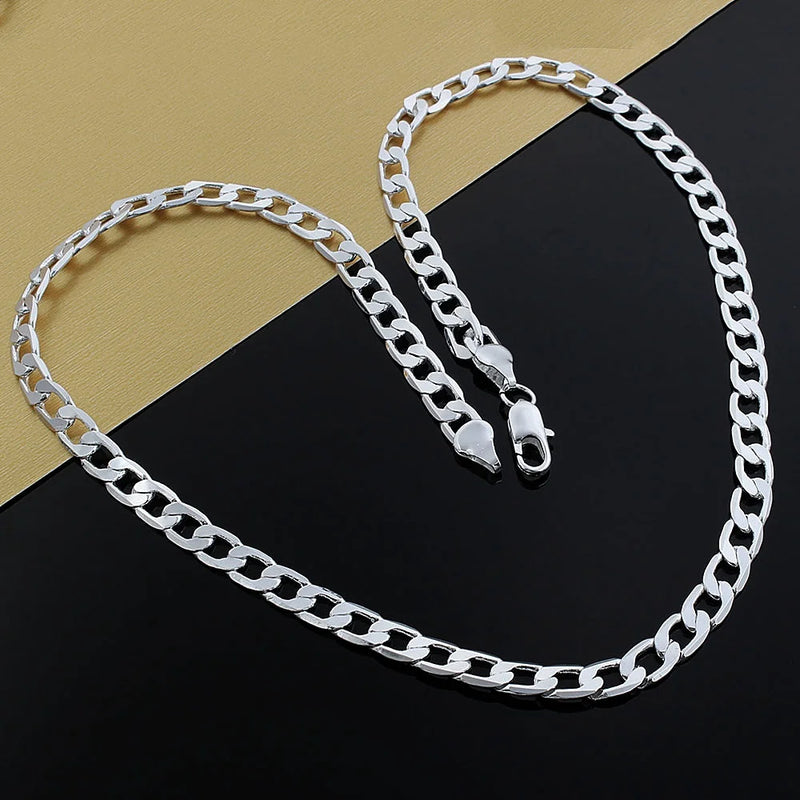 925 Silver Classic Men's 8mm Necklace Wedding Party Jewelry