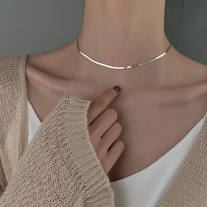 925 Silver Clavicle Chain Necklace Snake Bone Choker Boho Jewelry Gift