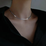 925 Silver Clavicle Chain Necklace Snake Bone Choker Boho Jewelry Gift