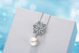925 Silver Snowflake Pearl Necklace