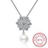 925 Silver Snowflake Pearl Necklace