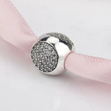 925 Silver CZ Dazzling Droplet Charm Beads for European Bracelets