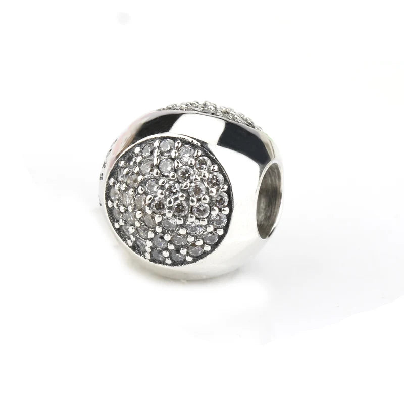 925 Silver CZ Dazzling Droplet Charm Beads for European Bracelets