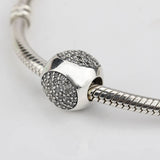 925 Silver CZ Dazzling Droplet Charm Beads for European Bracelets