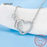 925 Silver CZ Forever Love Heart Infinity Pendant Necklace Gift
