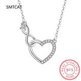 925 Silver CZ Forever Love Heart Infinity Pendant Necklace Gift