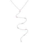 925 Silver CZ Link Long Chain Necklace Women Sweater Jewelry Y Shape Lariat