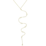 925 Silver Clear CZ Long Chain Necklace Y Shape Lariat