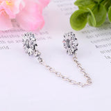 925 Silver CZ Safety Chain Bead for Charm Bracelet DIY Jewelry