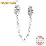 925 Silver CZ Safety Chain Bead for Charm Bracelet DIY Jewelry