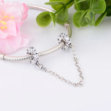 925 Silver CZ Safety Chain Bead for Charm Bracelet DIY Jewelry
