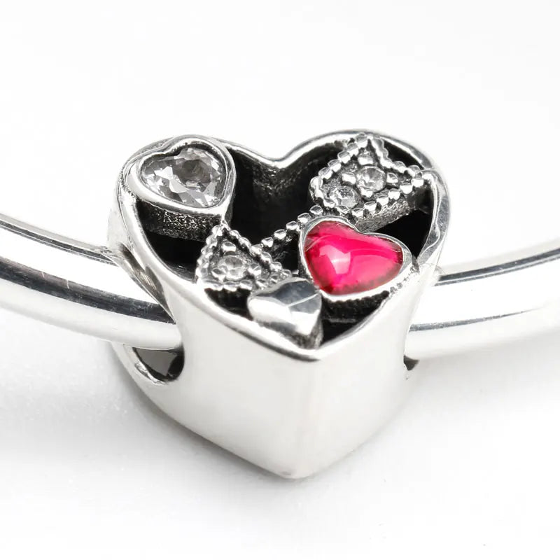 925 Silver Clear CZ Arrow Struck by Love Charm Bracelet Jewelry