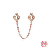 925 Silver Clear Daisy Flower Butterfly Heart Safety Chain Charm Bead
