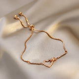 925 Silver Clear Zircon Heart Bracelet Adjustable Tennis Bracelet