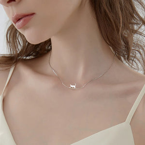 925 Sterling Silver Climbing Cat Pendant Necklace