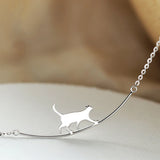 925 Sterling Silver Climbing Cat Pendant Necklace