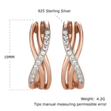 925 Silver Clip Earrings Rose Plating CZ Micro Pave Setting