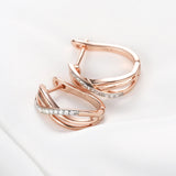 925 Silver Clip Earrings Rose Plating CZ Micro Pave Setting
