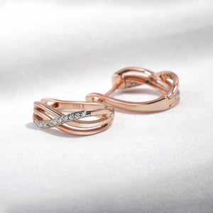 925 Silver Clip Earrings Rose Plating CZ Micro Pave Setting