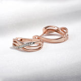 925 Silver Clip Earrings Rose Plating CZ Micro Pave Setting