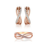 925 Silver Clip Earrings Rose Plating CZ Micro Pave Setting