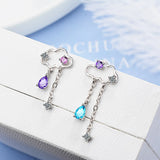 925 Silver Cloud Asymmetry Stud Earrings Women Jewelry Gift