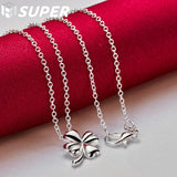 925 Silver Clover Flower Pendant Necklace 18 Inch Chain Women Wedding Charm