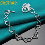 925 Silver Clover Leaves Lucky No. 5 Chain Bracelet Women Party Charm Jewelry