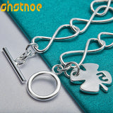 925 Silver Clover Leaves Lucky No. 5 Chain Bracelet Women Party Charm Jewelry