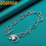 925 Silver Clover Leaves Lucky No. 5 Chain Bracelet Women Party Charm Jewelry