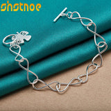 925 Silver Clover Leaves Lucky No. 5 Chain Bracelet Women Party Charm Jewelry