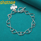 925 Silver Clover Leaves Lucky No. 5 Chain Bracelet Women Party Charm Jewelry