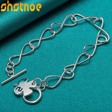 925 Silver Clover Leaves Lucky No. 5 Chain Bracelet Women Party Charm Jewelry