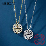 925 Silver Clover Necklace Four Leaf Heart Shape Pendant Choker
