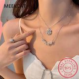 925 Silver Clover Necklace Four Leaf Heart Shape Pendant Choker