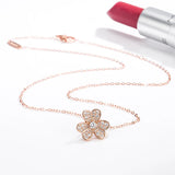 925 Silver Clover Necklace with Flower Button Inlay