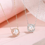 925 Silver Clover Pearl Necklace Geometric Rose Chain
