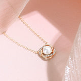 925 Silver Clover Pearl Necklace Geometric Rose Chain