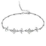 925 Silver Clover Strand Bracelet Four Leaf For Women Lucky Birthday Gift