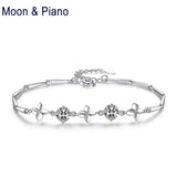 925 Silver Clover Strand Bracelet Four Leaf For Women Lucky Birthday Gift
