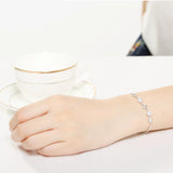 925 Silver Clover Strand Bracelet Four Leaf For Women Lucky Birthday Gift