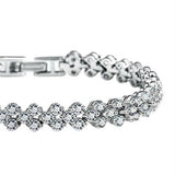 925 Silver Cluster CZ Tennis Bracelet Girl Jewelry