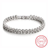 925 Silver Cluster CZ Tennis Bracelet Girl Jewelry
