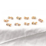 925 Silver Cluster Stud Flower Earring Women 10 Colors
