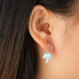 925 Silver Opal Palm Tree Drop Earrings for Women