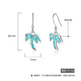 925 Silver Opal Palm Tree Drop Earrings for Women