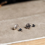 925 Silver Coffee Beans Stud Earrings Women Punk Jewelry