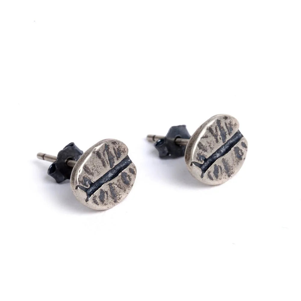 925 Silver Coffee Beans Stud Earrings Women Punk Jewelry
