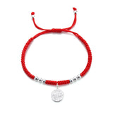 925 Silver Coin Charm Bracelet Red Beaded Bridal Jewelry Gift