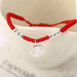 925 Silver Coin Charm Bracelet Red Beaded Bridal Jewelry Gift